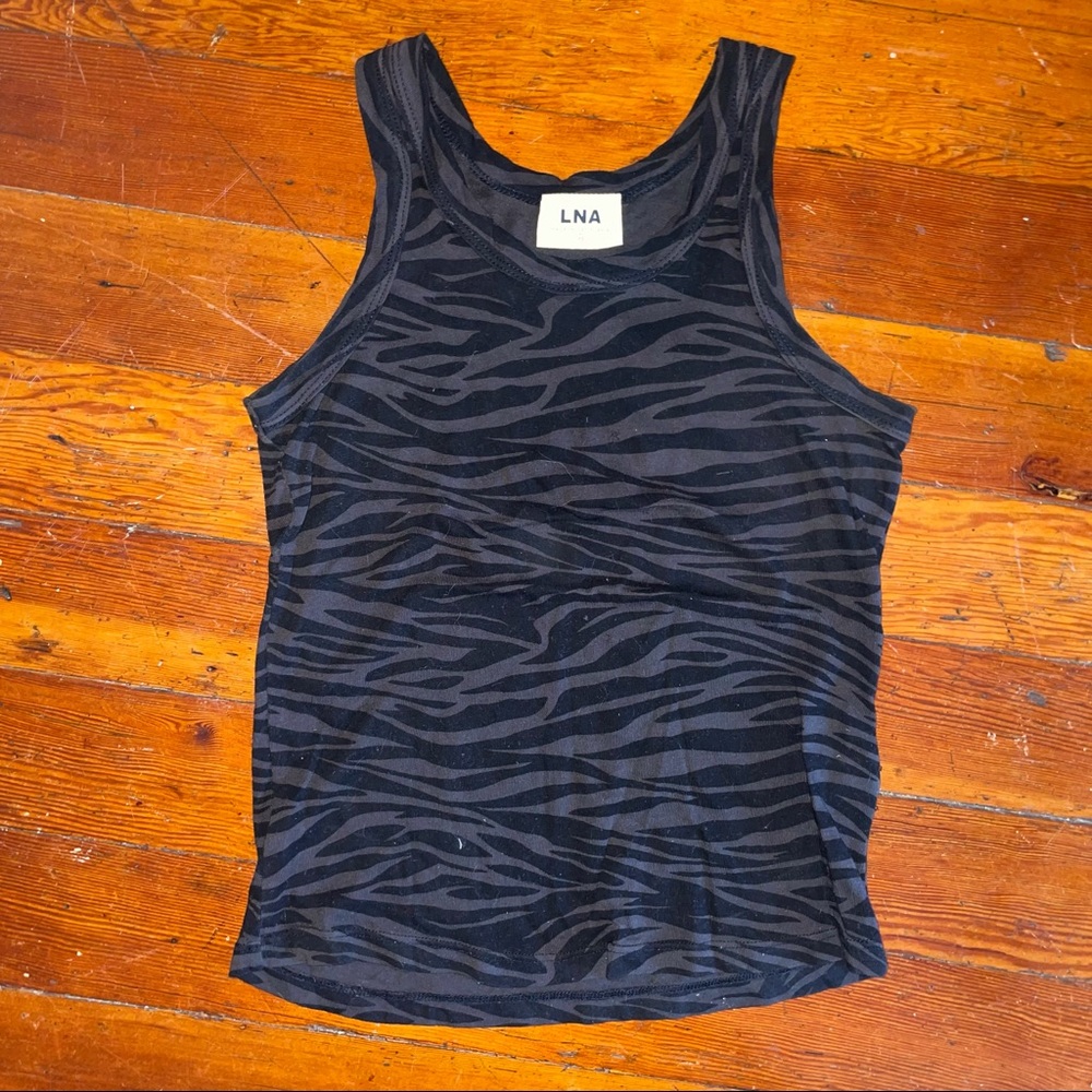 LNA Black Zebra Stripes Grey Tank Top